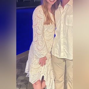 VICI off the shoulder white crochet dress